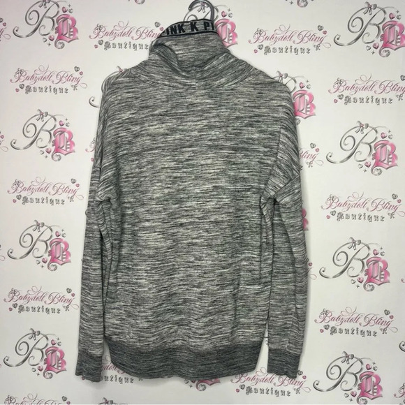 Victoria secret pink pull over hoodie sweater grey logo print neckline cozy - Picture 4 of 6